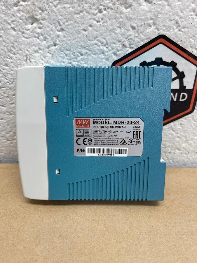Used Mean Well MDR-20-24 AC to DC Power Supply Module, 24V, 1A *NEW*