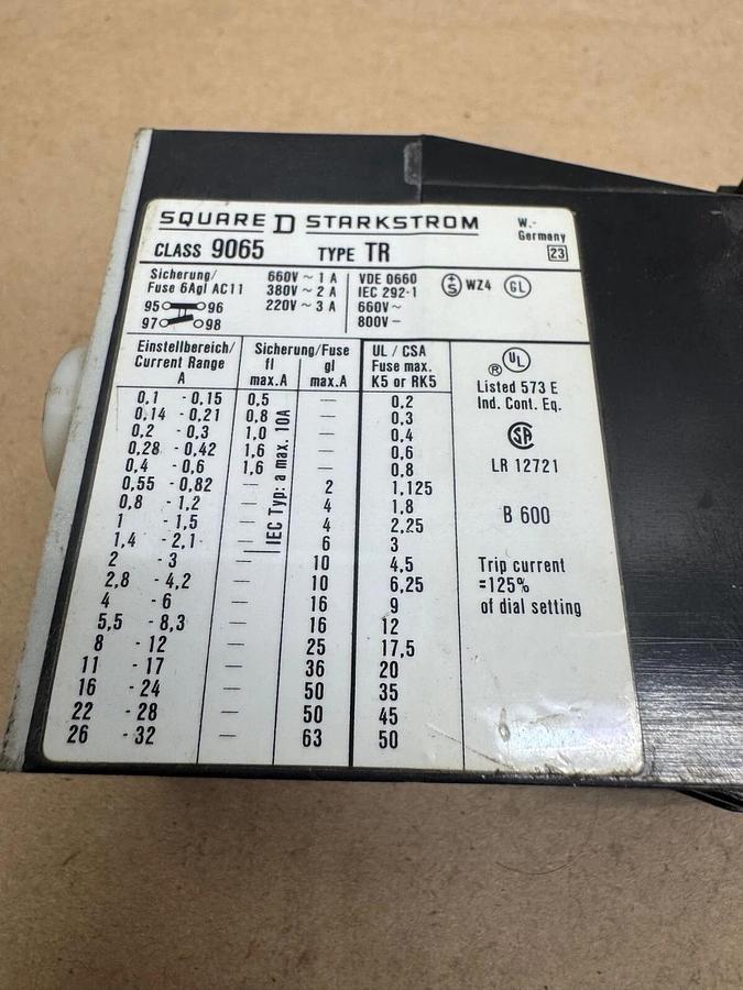 Used Square D 9065 TR 0,8 Overload Relay, 220-660V, 1-3 A