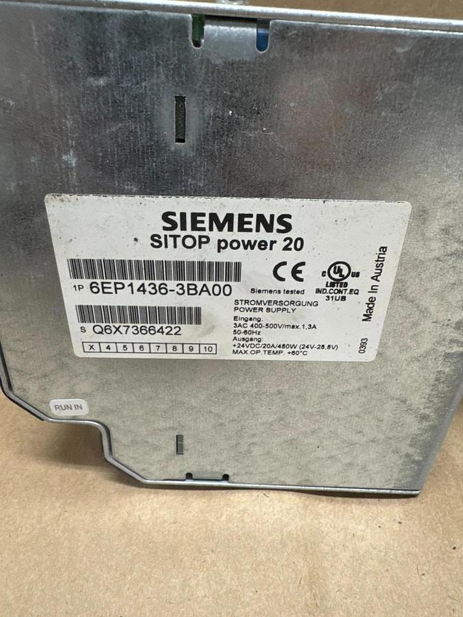 Used Siemens 6EP1436-3BA00 20A Switching Power Supply