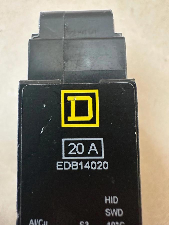 Used Square D EDB14020 20A 1 Pole Circuit Breaker