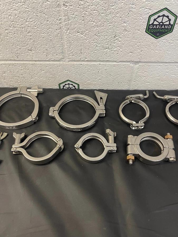 Used 11 Tri-Clamp Covers, Single Pin (1 Double Pin), Stainless Steel 304