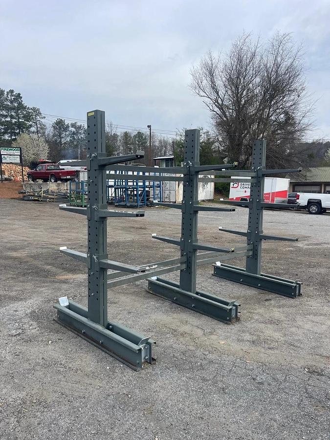 Used Jarke Steeltree Double Sided Cantilever Rack, Column H: 8’, Arm L: 24”, 18 Arms