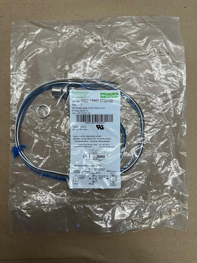Used MURR Elektronik 7000-13562-9720100 M12 Female Recept. Connector *NEW*