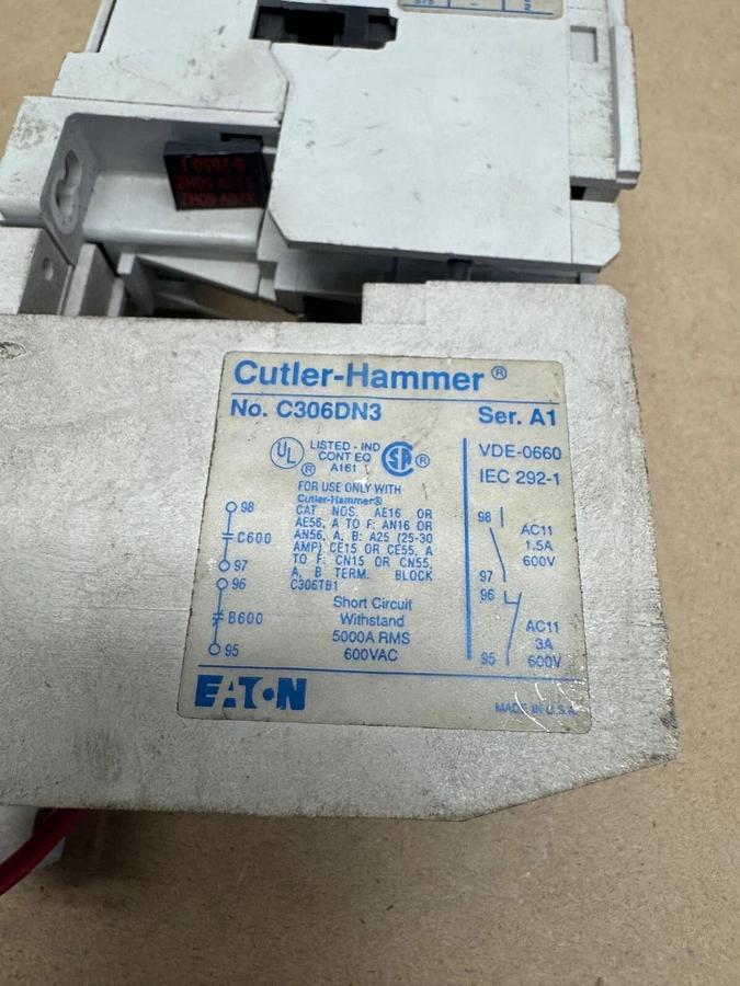Used Eaton Cutler Hammer AN16ANO Electric Motor Starter/ Non Reversing, w/ C306DN