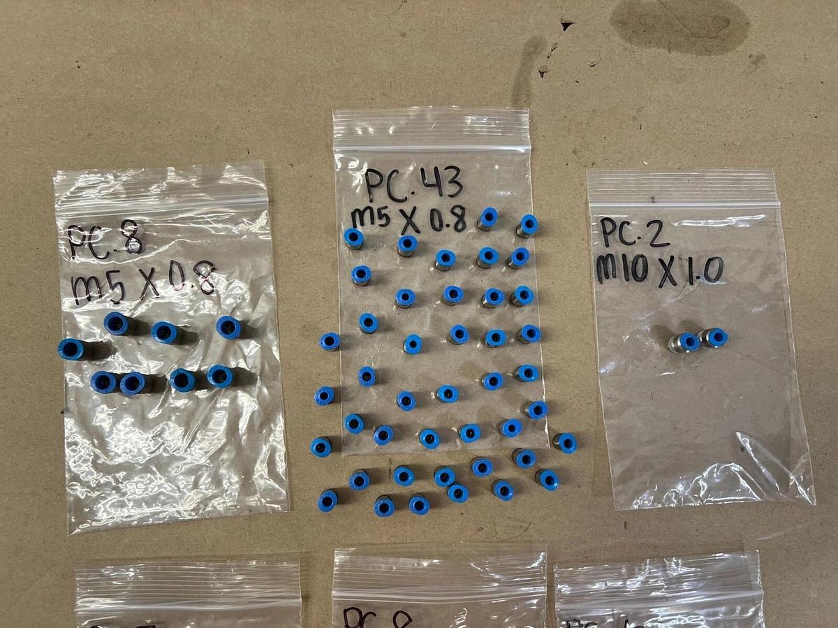 Used Festo Push to Connect Fittings, Multiple NPT Sizes + Hose Sizes - Lot of 74