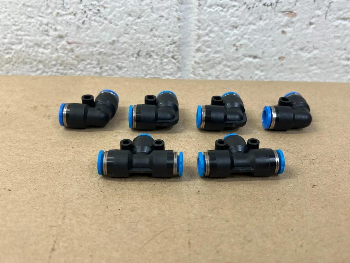 Used Festo (4 Pc.) Pneumatic Fitting Pipe w/ (2 Pc.) Tee Tube - Lot of 6