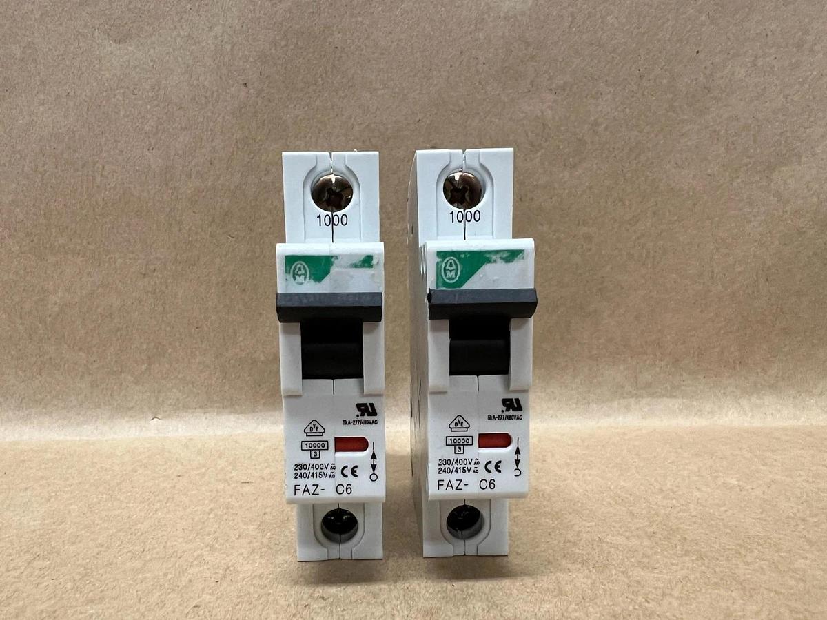 Used Moeller FAZ-C6 Circuit Breaker - Lot of 2