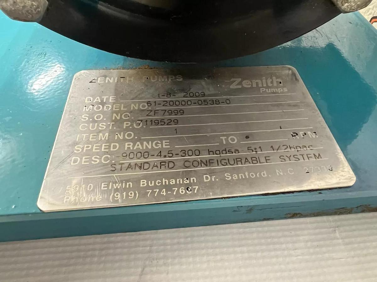 Used Zenith 61-20000-0538-0 Metering Pump w/ 1/2 HP Marathon Electric Motor