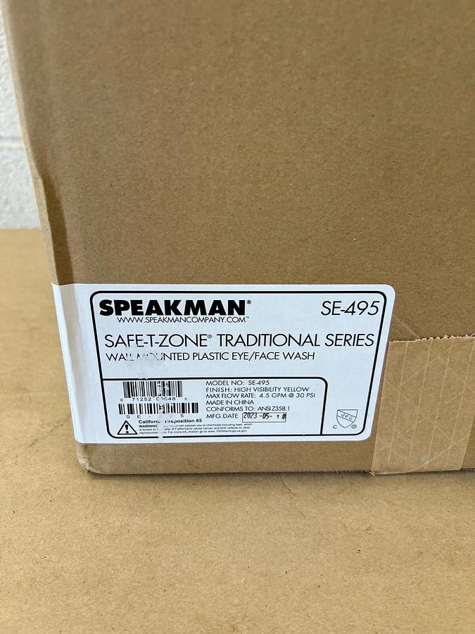 Used Speakman SE-495 Safe-T-ZONE Traditional Ser Wall Mounted Plastic Eye/Face Wash