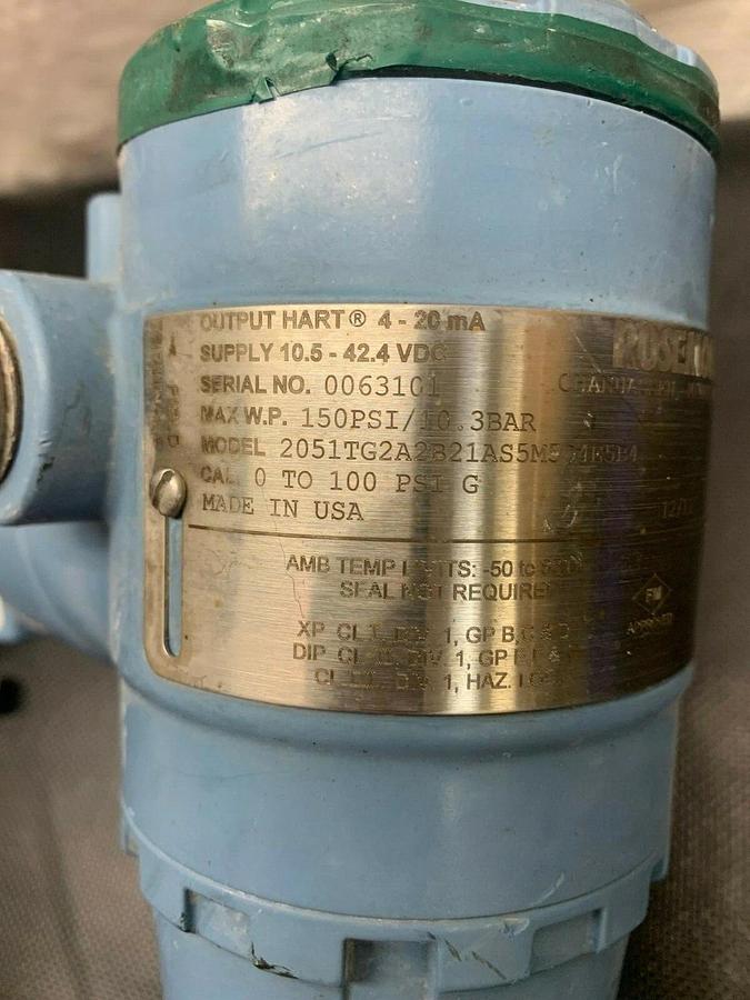 Used Rosemount 2051TG2A2B21As5M5Q4E5B4 Pressure Transmitter