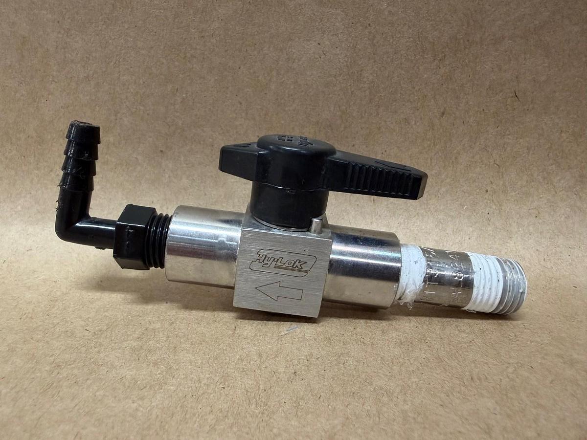 Used Hy-Lok P1VF-4N Plug Valve 1/4”, 3000psi w/ Fittings