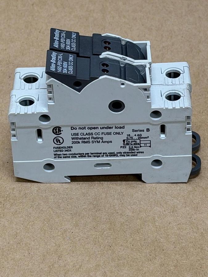 Used Allen Bradley 1492-FB1C30-L 1-Pole, Fuseholder, 30A, 600V - Lot of 2