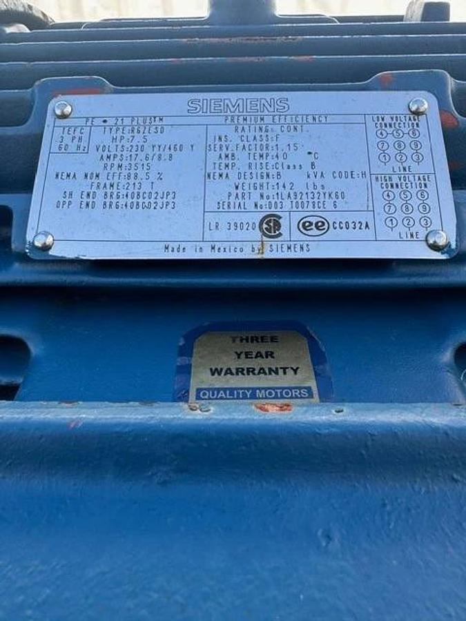 Used Dickow NMWRs SN:02174334 3”/ 1.5”/ 6.5” Pump, Siemens PE 21 Plus 7.5Hp AC Motor