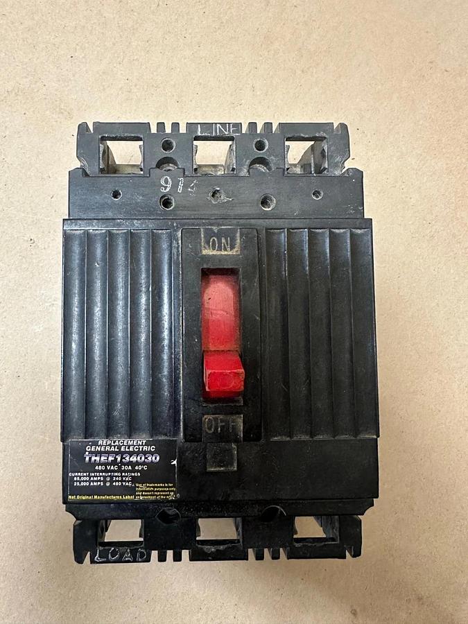 Used General Electric THEF134030 30A 3 Pole Circuit Breaker