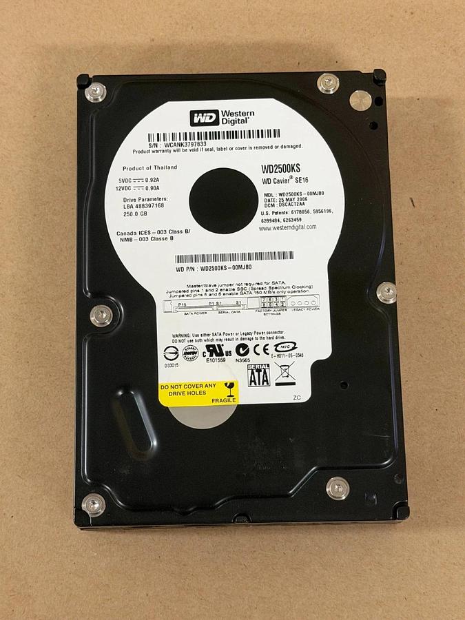 Used Western Digital WD2500KS-00MJB0 Hard Drive 250GB