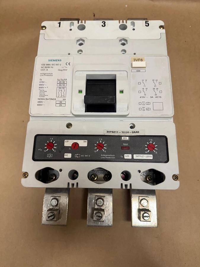 Used Siemens 3VF6211-1BM44-0AA0 Molded Case Circuit Breaker 500-630A *Repaired Casing