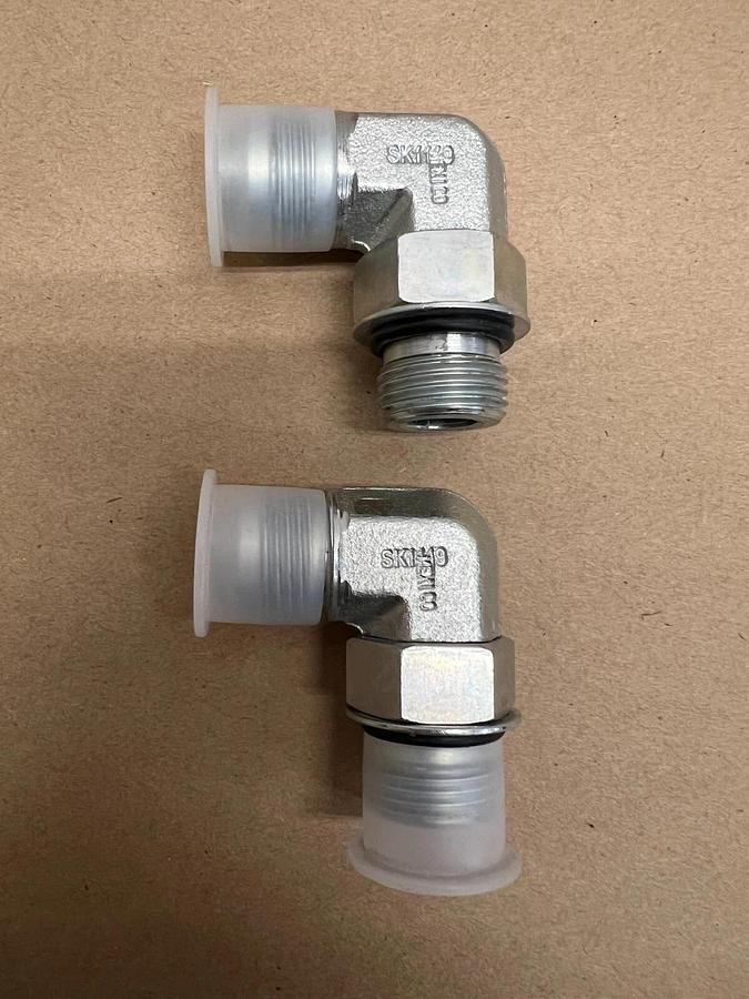 Used Parker SK1119 (x2), SK0819, SK0719 Hydraulic Elbow Connectors - 4 Total Pieces