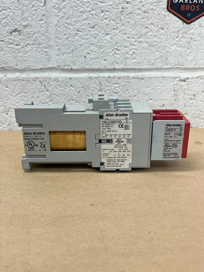 Used Allen Bradley 100-C30D00, 100-C30*00 w/ 100S-F Contactor w/ Control Relay