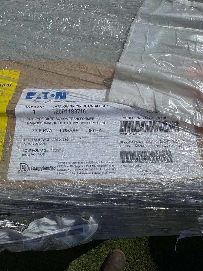Used Eaton T20P11S3716 General Purpose Ventilated Transformer 37.5kVA, T37DA001, 1 Ph