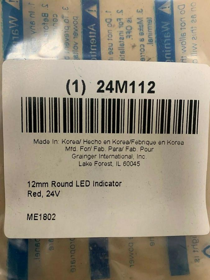 Grainger 24M112 12mm Round LED Indicator Red 24V (lot of 6)
