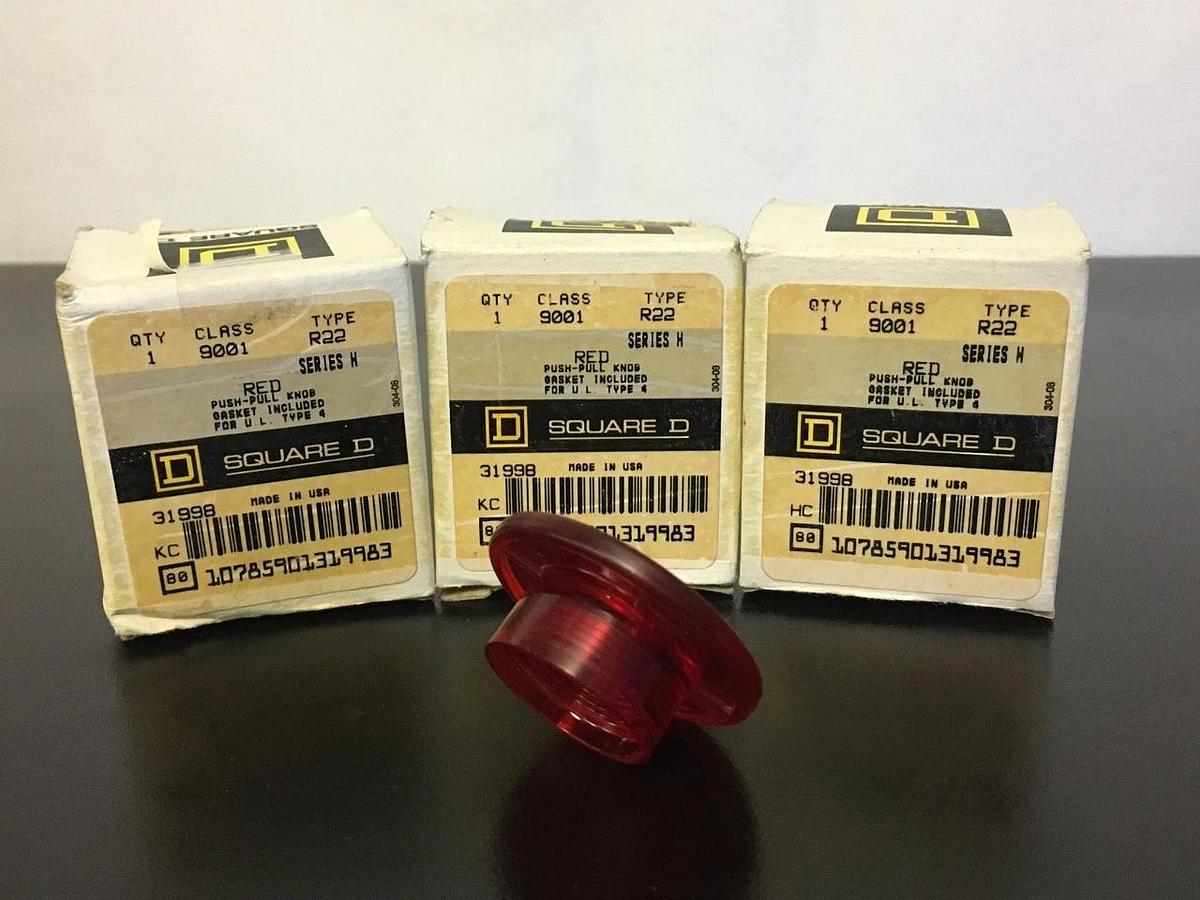 Used Square D Push Pull Knob 9001-R22 Lot of 3 NIB