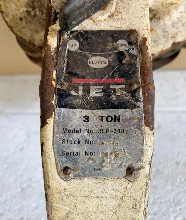 Used JET JLP-800-10 3 Ton Lever Chain Puller