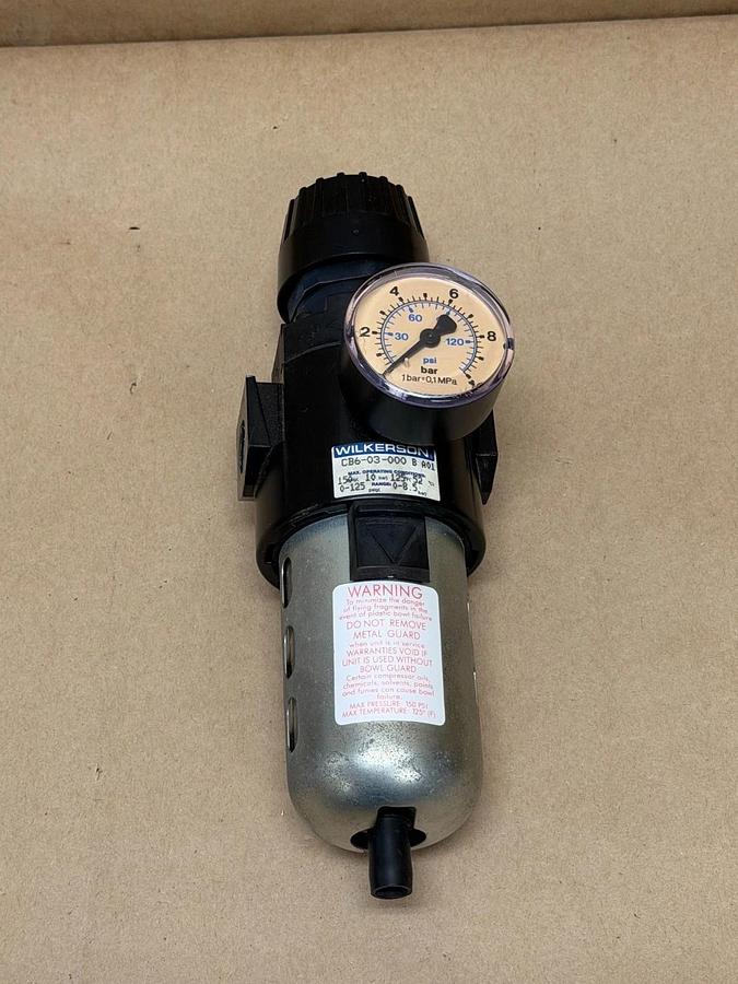 Used Wilkerson CB6-03-000 B A01 Filter/Regulator w/ Festo Pressure Gauge (0-10 BAR)