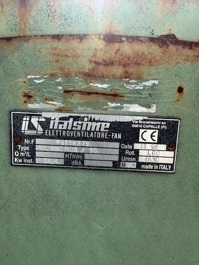 Used Italsime VC 680 RDS/9B CW Upblast Blower w/ Siemens 15Hp Motor @ 1760 RPM, 575V
