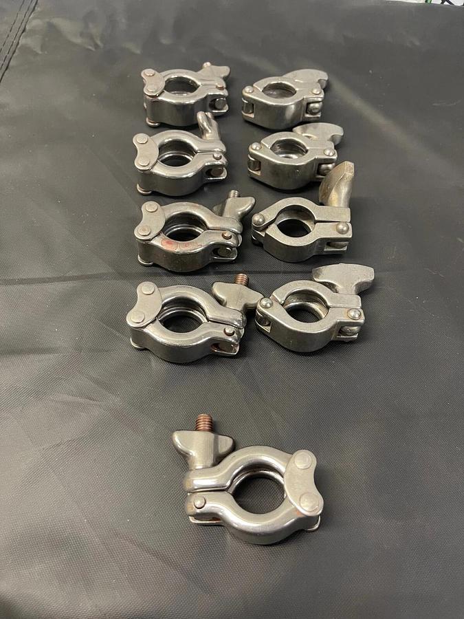 Used 3/4” Tri-Clamp Cover, Single Pin Heavy Duty Stainless Steel 304, Lot of 9