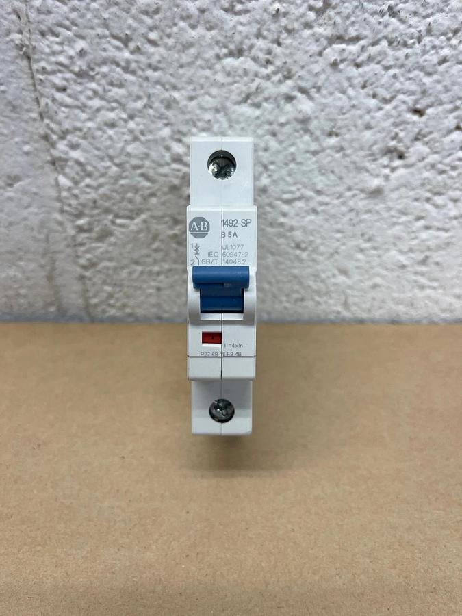 Used Allen Bradley 1492-SPM1B050 Ser D Mini Circuit Breaker, 1 Pole, 5A - Qty 1 *NEW*