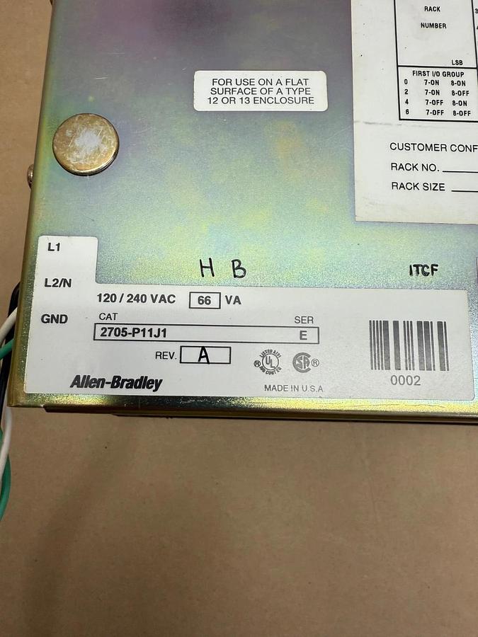 Used Allen-Bradley 2705-P11J1 Ser E, RediPanel, 120/240VAC Operator Interface