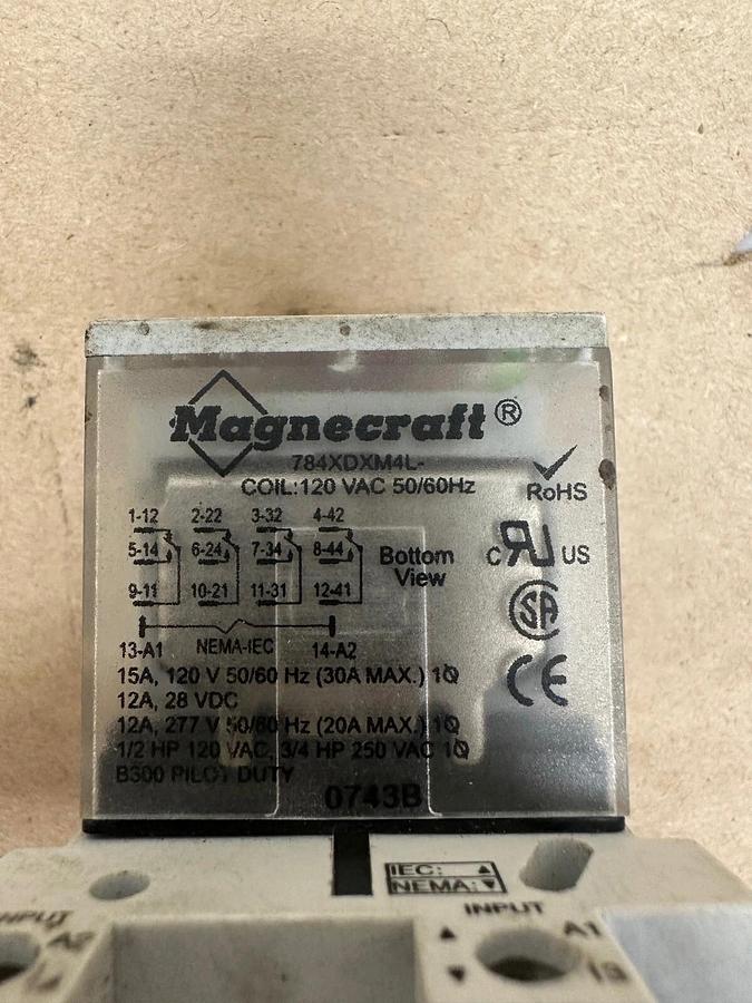 Used Magnecraft 784XDXM4l Relay with Base 70-784d14-1