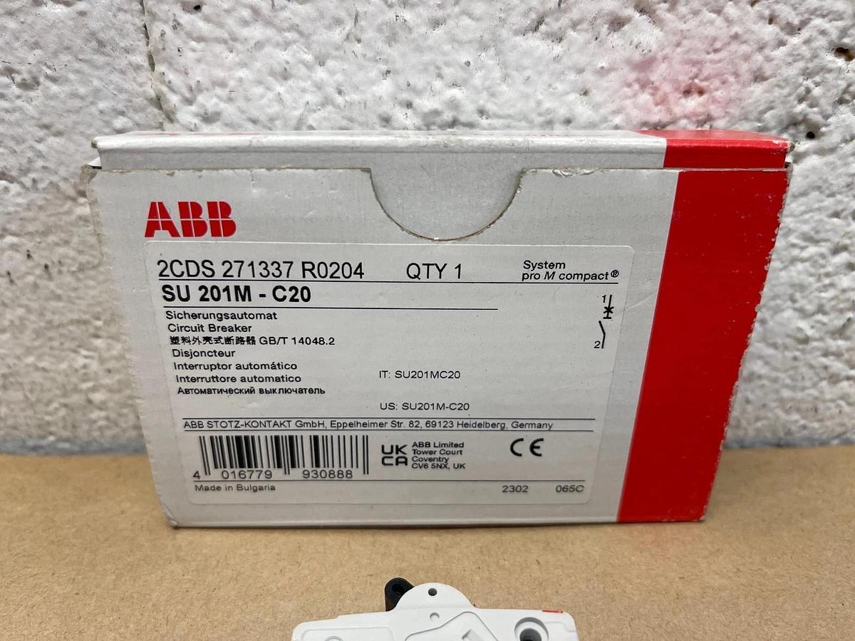 Used ABB 2CDS 271337 R0204 Circuit Breaker, 1 Pole, 20 Amp, SU 201M-C20 *NEW*