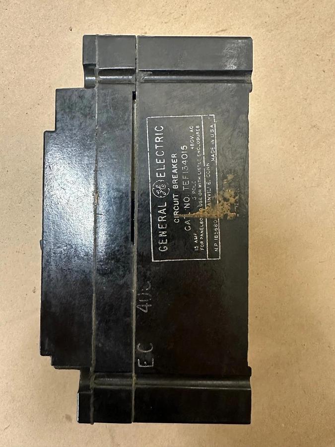 Used General Electric TEF134015 15A 3 Pole Circuit Breaker
