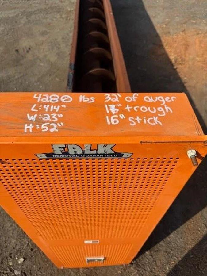 Used 32' Industrial Screw Conveyor, 16” Screw, 17” Trough, 10Hp Motor 24.94:1 Gearbox