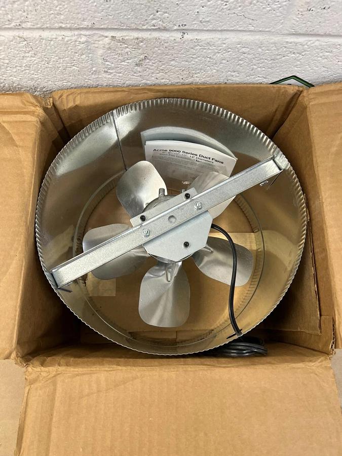 New - open box Acme 9012 12” Duct Fan, Fits ALL Duct 12” and Up 110V 60Hz .65A 700CFM