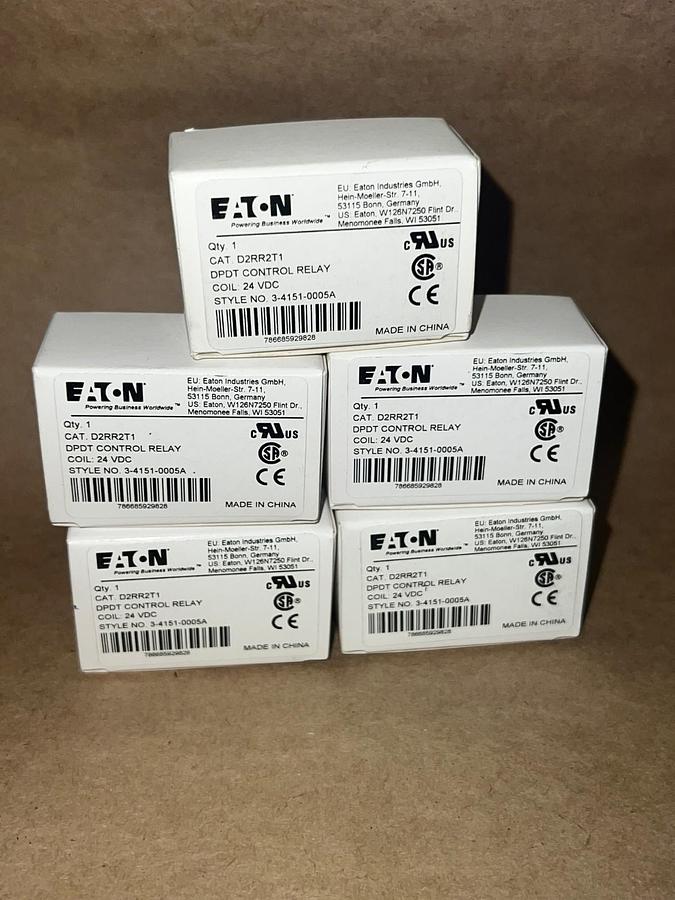 Used Eaton D2RR2T1 DPDT Control Relay 24V Ice Cube Relay (Lot of 5) *NEW*