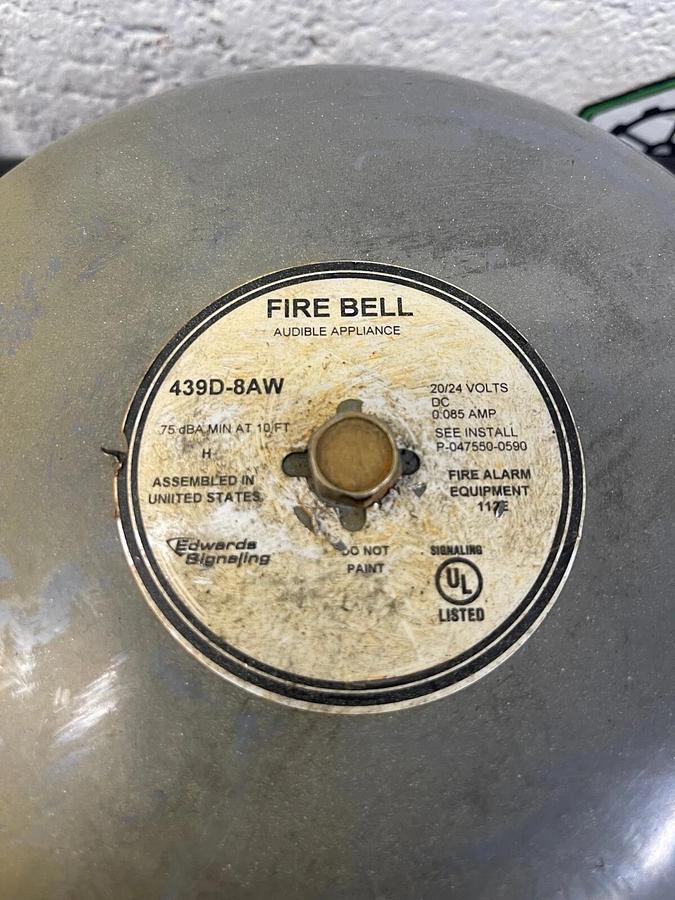 Used Edwards Signaling 439D-8AW Fire Bell 20-24 VDC