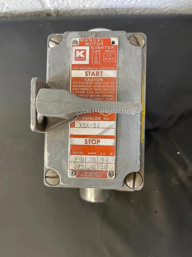 Used Killark XSX-53, Manual Motor Starter, 230V-3HP, 575V-10 HP