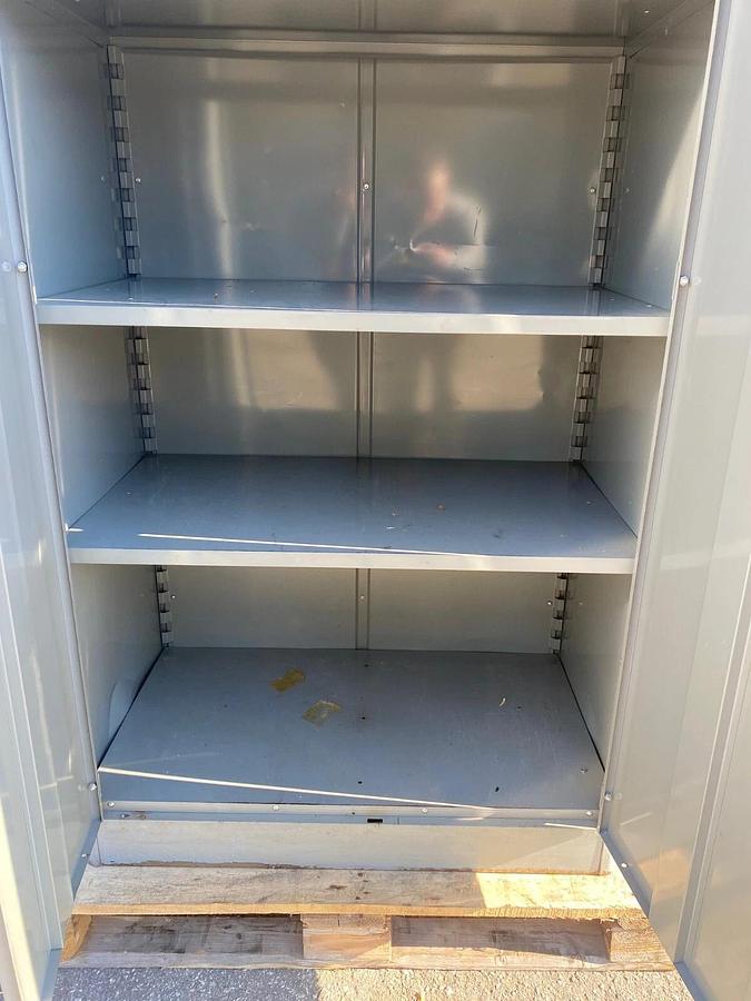 Used LYON Metal Office Cabinet, W: 36”, D: 21”, H: 78”, 2 Door, 4 Adjustable Shelves