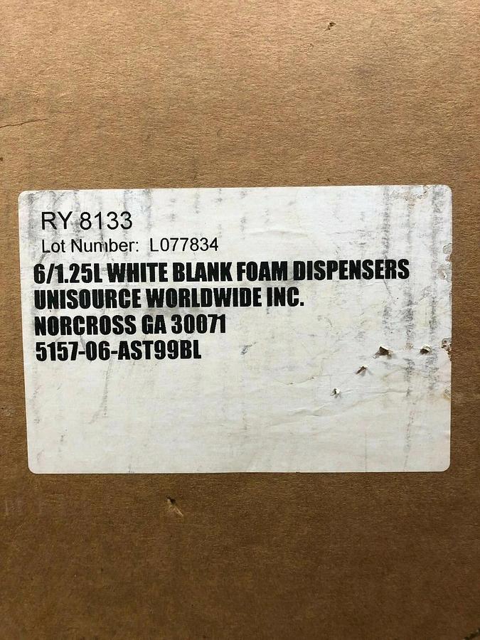 Used Genuine Joe RY8133 1.25L White Blank Foam Dispenser Box of 6