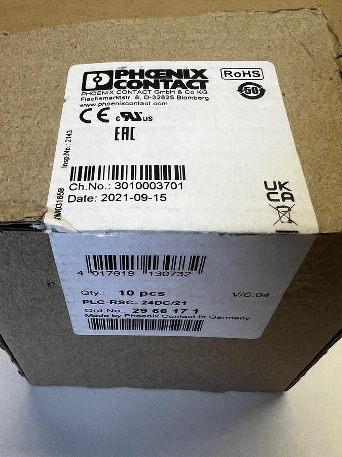 Used Phoenix Contact PLC-RSC–24 DC/21 Interface Relay Module - Qty 10