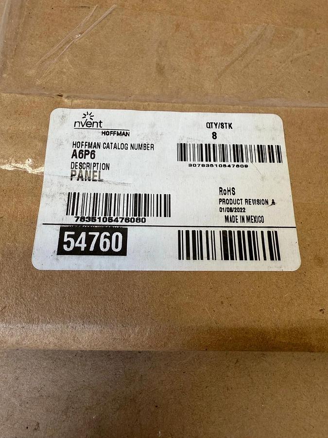 Used NVent/Hoffman A6P6 Interior Panel Cover, 4-7/8” x 4-7/8” (Box of 8) *NEW*