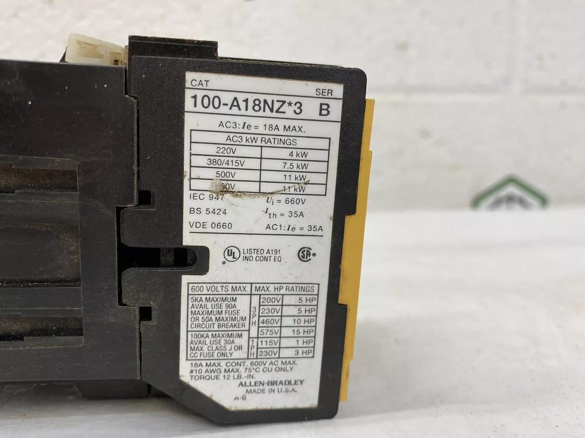 Used Allen-Bradley 100-A18NZ*3 Series B Contactor