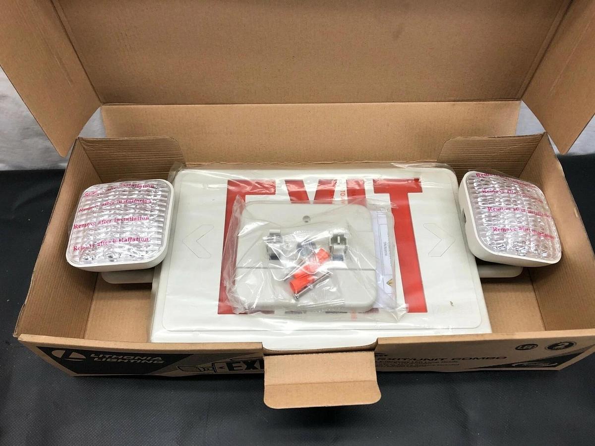 Used Lithonia Lighting ECRLEDM6 Exit Sign w/ Emergency Lights, 3.8W, Red