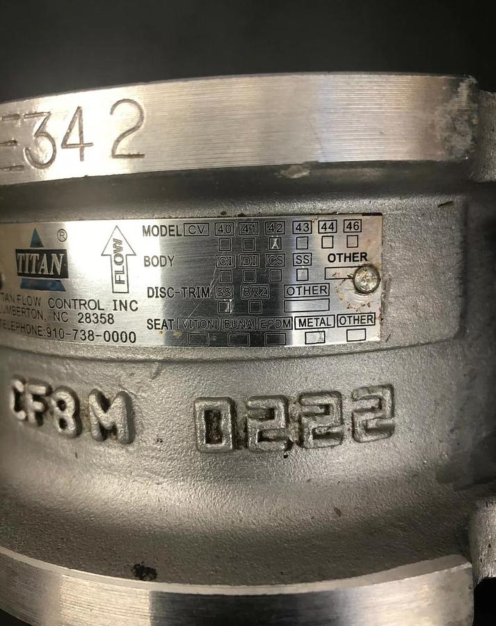 Used Titan Flow Controls CV42-SS, Stainless Steel Dual Disk Check Valve Flange