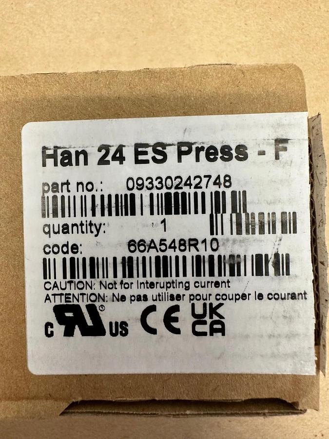 Used Harting 09330242748 Han 24 ES Press-F *NEW*