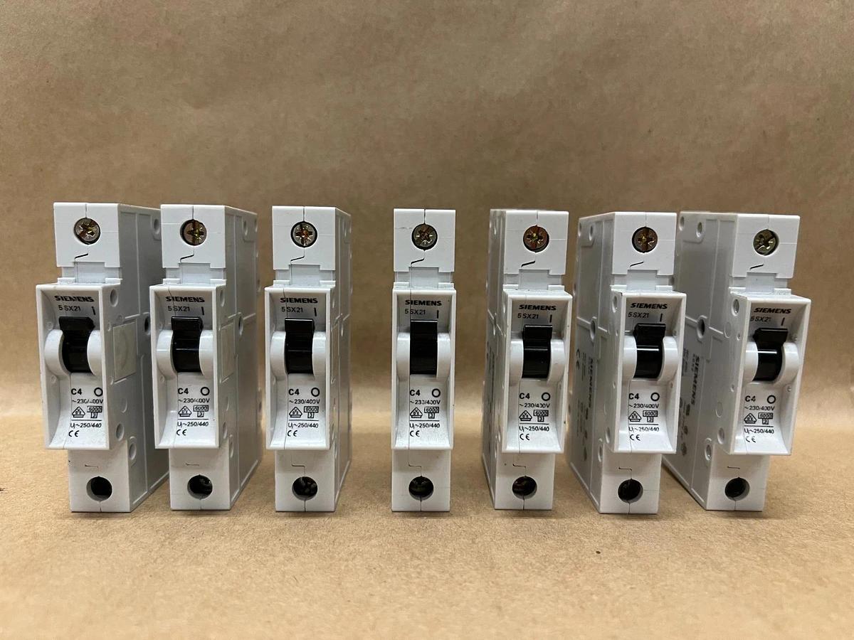 Used Siemens 5SX21 C4, 230/400V, Circuit Breaker - Lot of 7