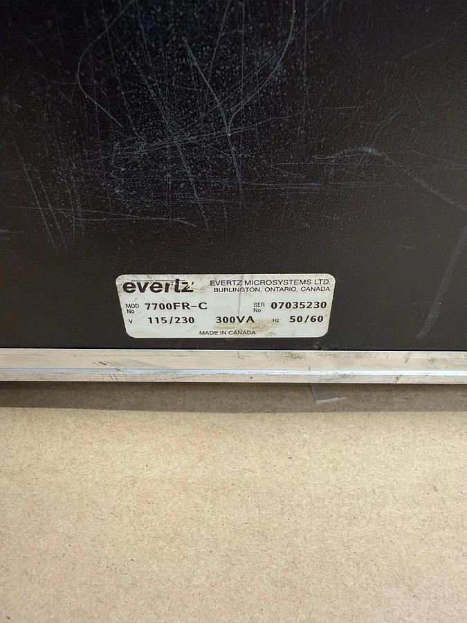 Used Evertz MicroSystems 7700FR-C Multiframe Chassis, 15 Card Slots, 300VA 50/60Hz