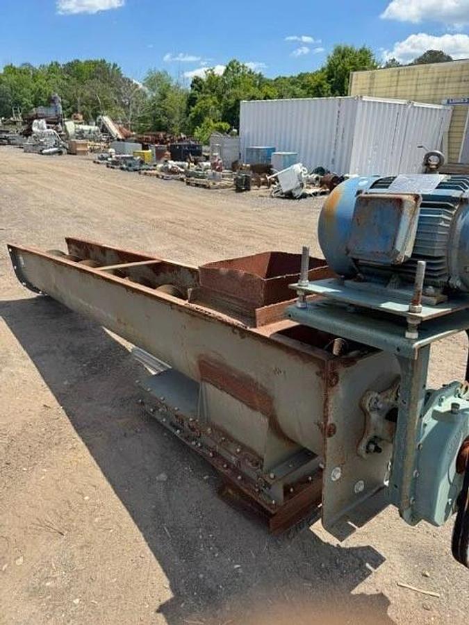Used Industrial Screw Conveyor 16” Stick, 12’ L, 17” Trough 15Hp Motor 9.23:1 Gearbox